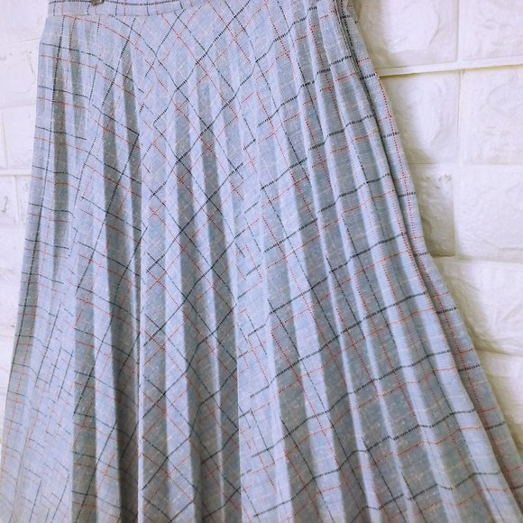 Vintage 70s KoKo Knits California Pleated Skirt (14) Plaid Checked Comfort Waist - Picture 5 of 10